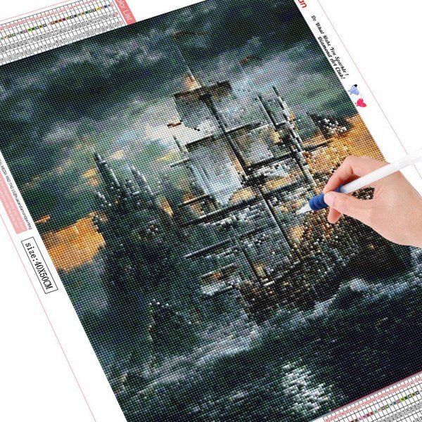 Pintura Diamante 5D Paisaje Venta Bordado Diamante Velero Diamante Completo 20X30-image