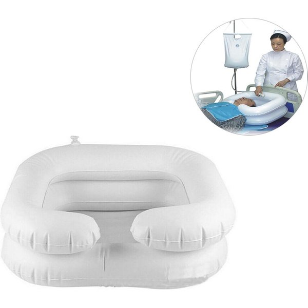 Lavabo Inflable Para Lavar El Cabello Lavabo Para Champú Ayuda Para El BañO Lavar El Cabello PVC Plegable Lavabo Para Champú Lavabo Blanco-image