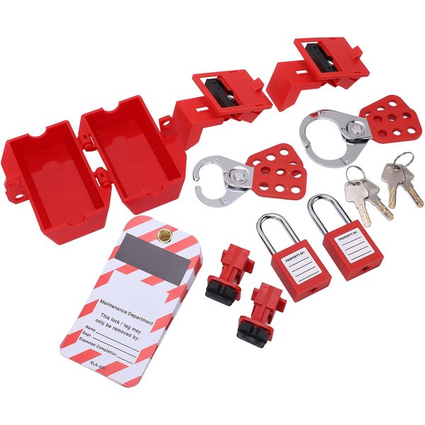 Kit EléCtrico De Bloqueo Y Etiquetado Con Mordazas De Bloqueo Para Interruptores AutomáTicos, Etiquetas Loto, Candados De Seguridad, Llaves Para-image