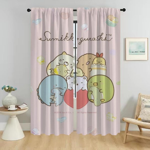 Cortina De Ventana Para HabitacióN 2 Paneles Sumikko Gurashi Cortinas Modernas Para Sala De Estar Separador DecoracióN De Halloween Tul Para Dormitorio W50Xh70Cmx2Pcs-Cl-image