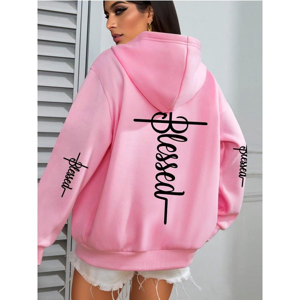 2026 Damskie Bluzy Casual Damskie Bluzy Z Nadrukiem Blessed Harajuku Hip Hop Streetwear Codzienna Moda Polarowe Ubrania Sportowe L-image