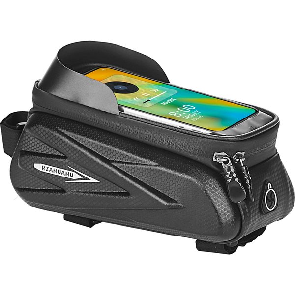 Bolsas Soporte Para TeléFono De Bicicleta Impermeable Bolsa De Tubo Superior De Cuadro Delantero Ciclismo Bolsa Almacenamiento Herramientas Para TeléFono De Bicicleta Negro-image