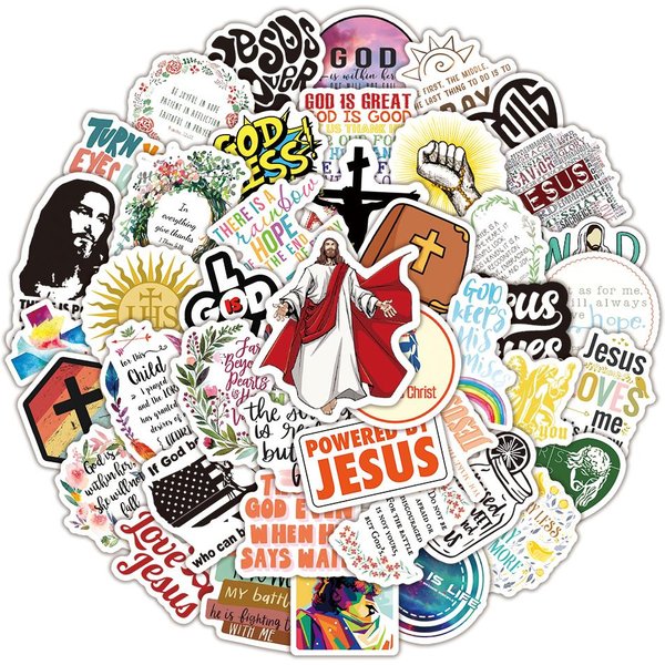 50 Sztuk Naklejki Religia ChrześCijańSka Jezus Laptop Etui Na Telefon SamochóD Scrapbooking LodóWka Bagaż Naklejka ŚCienna Graffiti Prezent Gray-image