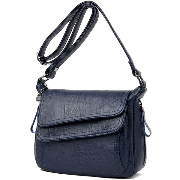 Letnia Nowa MięKka SkóRzana Luksusowa Damska Torebka Crossbody Damska Modna Na KażDy Mecz DużA Pojemność Jednoramienna Torba Kurierska Niebieski-image