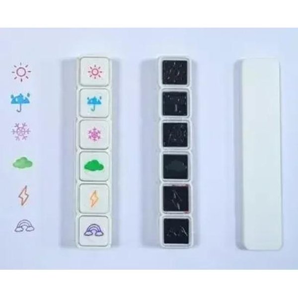 Juego De 6 Sellos De Dibujos Animados Kawaii, Sellos De Recompensa Con Tinta Propia, Sellos Para Animar A Los NiñOs, Manualidades Con Almohadilla De Tinta, PapeleríA Coreana Para Oficina-image