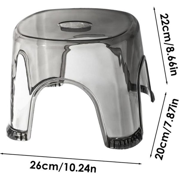 Przezroczysty StołEk Pod Nogi Pod Prysznic AntypośLizgowy Wodoodporny Przezroczysty StołEk Przezroczysty StołEk Do ŁAzienki Nocny MałY Pogrubiony Plastikowy Niski StołEk Szary-image