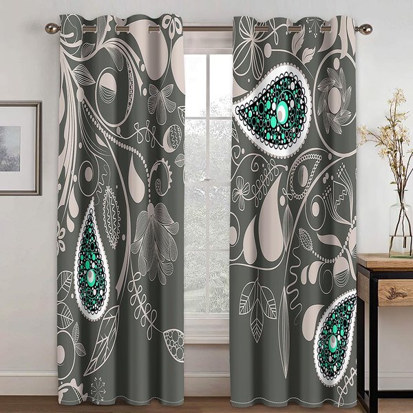 Cortinas Baratas Personalizadas De Gran TamañO Rojas Elegantes Boho Barrocas De 2 Piezas Finas Para Sala De Estar Dormitorio Cocina Oficina DecoracióN De Cortinas De Ventana W50H60(Cm)X2&Grommet Top-image