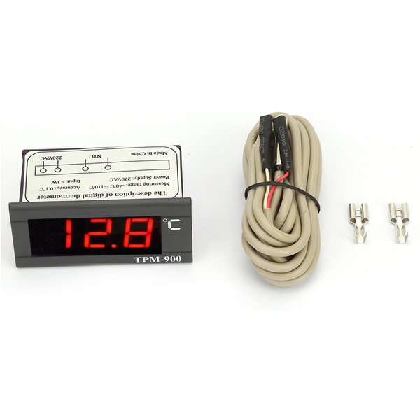 TPM-900 220V Cyfrowy Regulator Temperatury Miernik Panelowy LED Z Czujnikiem Regulator Termostatu Gray-image