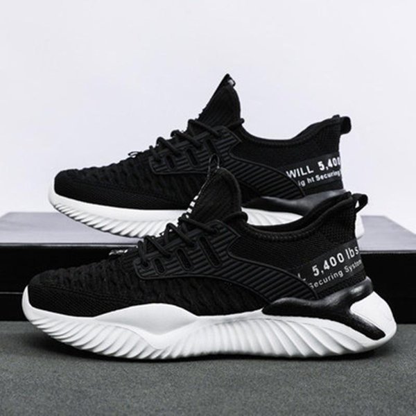Zapatos Transpirables Para Hombre De Nueva ColeccióN Primavera Nuevos Zapatos Deportivos Transpirables De Malla VersióN Coreana De Tejido Volador Zapatos Casuales Para Correr Zapatos De Moda 44 Negro-image