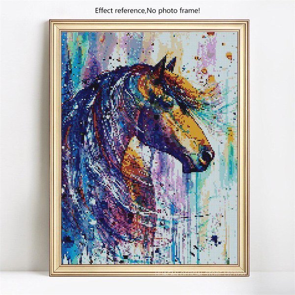 Pintura De Diamante 5D Diy, Mosaico De Animales, Bordado De Diamantes Redondos Completos, Imagen De Caballo Colorido 20X30CM-image
