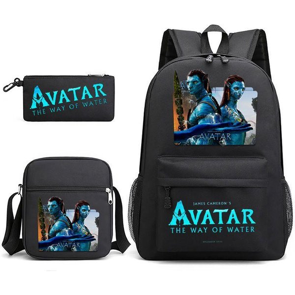 Set De Tres Piezas Avatar 2, Mochila Escolar, Bolso PequeñO De Hombro, Estuche, Estudiantes De Primaria Y Secundaria, Estudiantes De Bachillerato, Mochila. 3-Piece Schoolbag Set-image