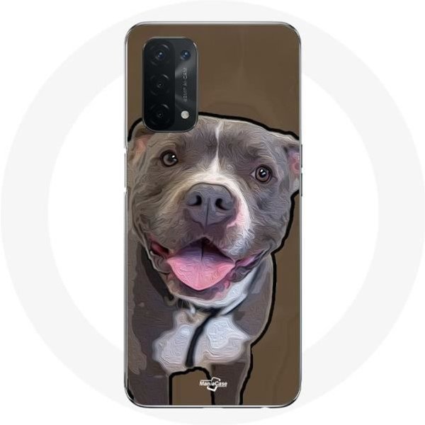 Funda - Maniacase - Oppo A74 - Flexible - Perro Pitbull - Blanco Y Gris Blanco-image