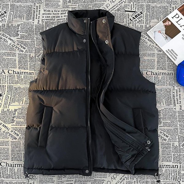 Chaleco De AlgodóN Para Pareja Chaleco Con Cuello Alto Chaqueta Chaleco Sin Mangas OtoñO E Invierno Ropa Casual Acolchada De AlgodóN Para Hombre 5XL Black-image
