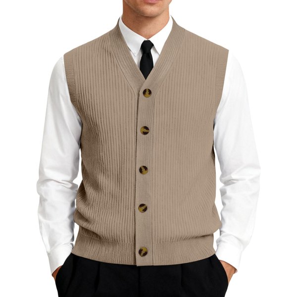 Chaleco CáRdigan De Punto Sin Mangas Con Cuello En V Para Hombre M Gray-image
