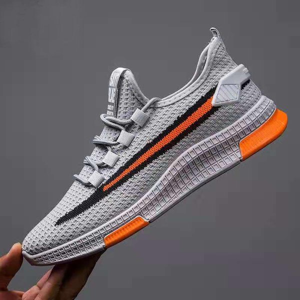 Zapatos Casuales De Primavera Para Hombre Nuevo Estilo Colorido Bloque De Color Pedal De Un Pie Tejido Volador Zapatillas De Running Estudiante Transpirables Zapatos Casuales Zapatos Deportivos 44 Gray-image