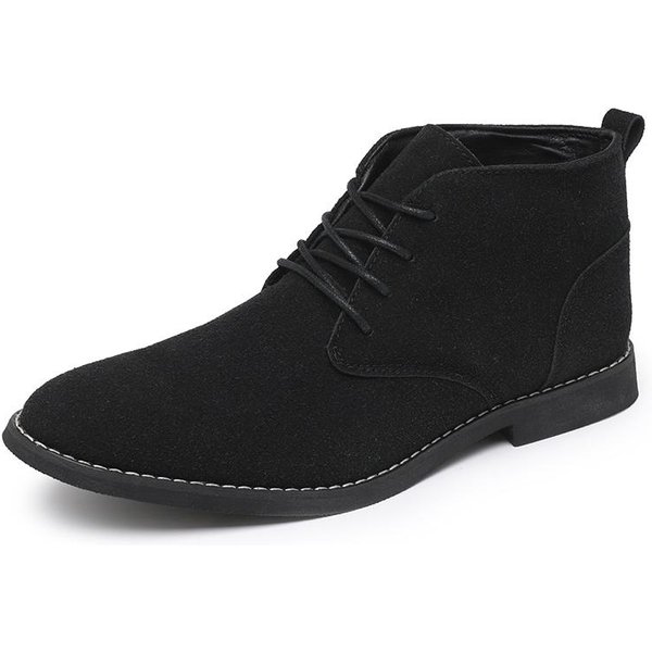 Retro MęSkie Wysokie Buty SkóRzane Na Co Dzień Buty Ze Szpicem, DużE Rozmiary 39-46 46 Czarny-image