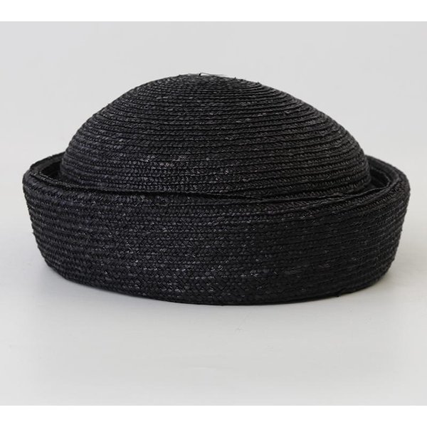 Boina Redonda 100% Paja Natural Para Mujer Tinte Negro Café Sombrero De Marinero Tejido A Mano Sombrero De Sol De Verano Para Playa Sombrero Para Fiesta Derby De Iglesia 57Cm Black-image