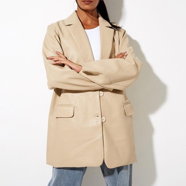 Chaqueta De Cuero Para Mujer, OtoñO E Invierno, Nueva Chaqueta De Cuero, Chaqueta De Traje Informal Y CáLida Para Mujer L-image