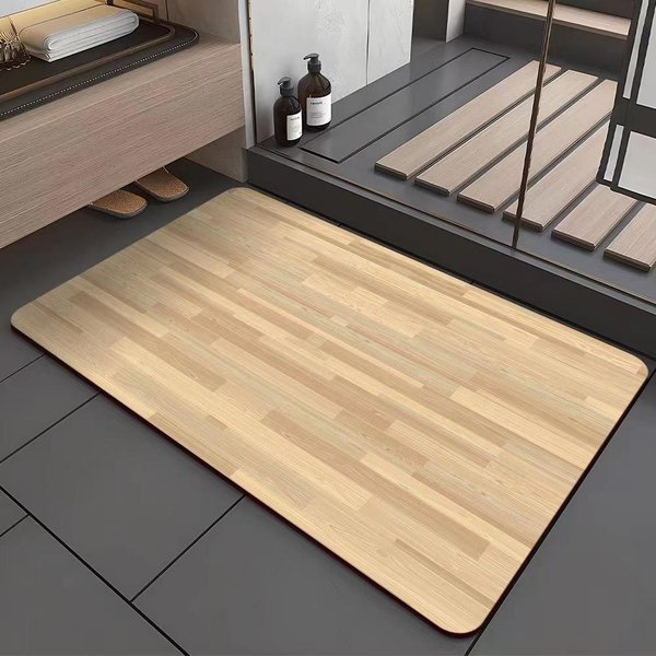 Alfombrilla De Suelo De Barro De Diatomeas Con Grano De Madera Simple, Alfombrilla Antideslizante Para Inodoro Y BañO, Alfombrilla Absorbente Para Puerta De BañO DoméStico 40 * 60Cm-image