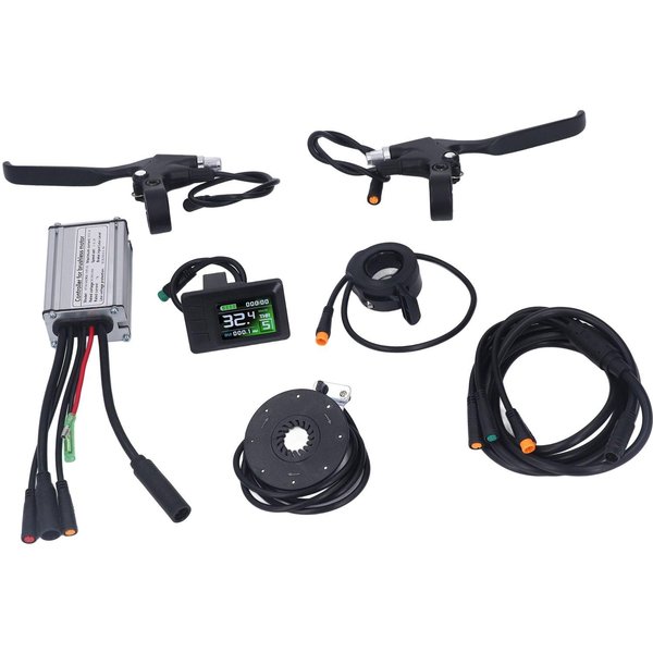 Kit De Controlador De Bicicleta EléCtrica ABS Impermeable 15A Panel LCD7C Acelerador De Pulgar Accesorios De Frenos Para Bicicleta Para Motor De 250W-image