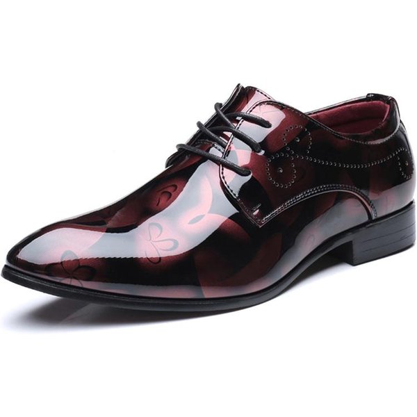 Zapatos Oxford De Charol Para Hombre Zapatos De Vestir Para Hombre Zapatos Formales Punta Afilada Negocios Zapatos De Boda Talla Grande Zapatos De Vestir 44 Rojo-image