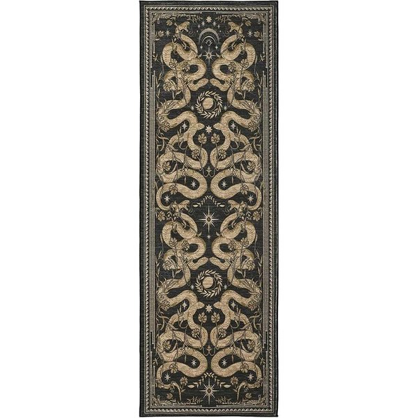 Alfombra Runner Pasillo Serpiente Negra Lavable A MáQuina Felpudo Antideslizante Alfombras De Dormitorio Mesita De Noche Alfombras DecoracióN Hogar Americano 50X160Cm Black-image