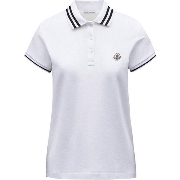 Moncler BawełNiana Koszulka Polo Z Haftowanym MałYm Logo KróTki RęKaw Damskie Topy I10938A0000884720001 S White-image