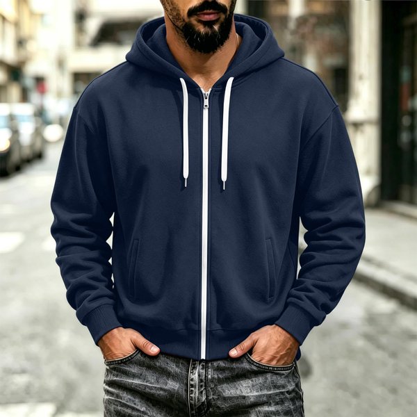 Sudadera Con Capucha Y Cremallera Casual Para Hombre Con Bolsillos Para Uso Diario XXL Black-image