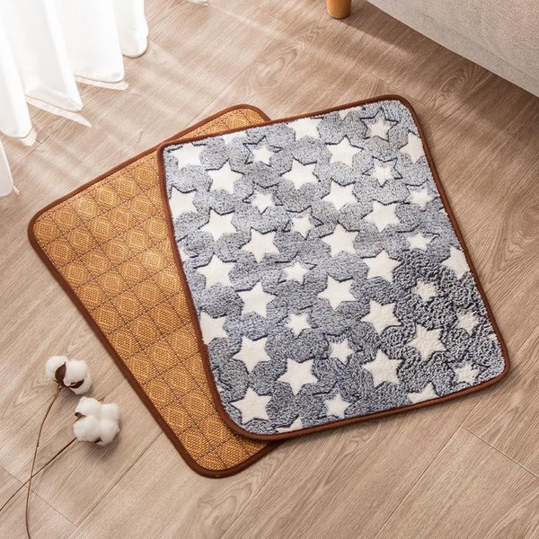 Esterilla Para Mascotas Multicolor Primavera Y Verano Doble Cara De Mimbre Esterilla Para Perrera Teddy Golden Retriever Esterilla Refrigerante Para Gatos S 40 * 30Cm-image