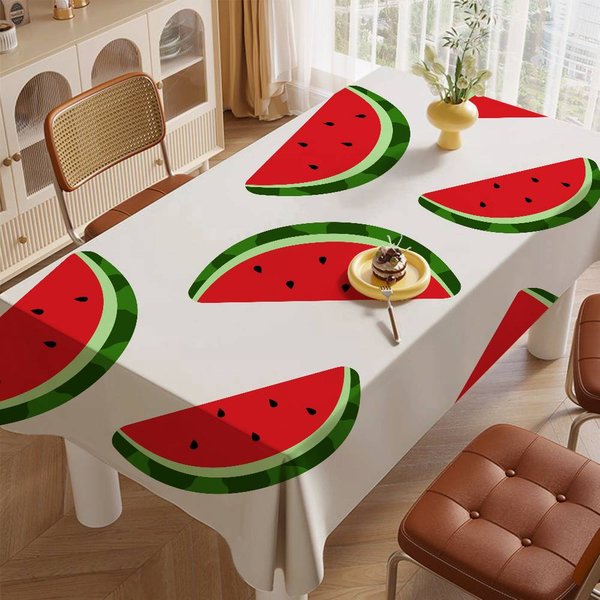 Letni PrzenośNy ProstokąTny Obrus Z Wodnym Arbuzem - Wodoodporny Na Kemping, Pikniki I Spotkania 100X140Cm White-image