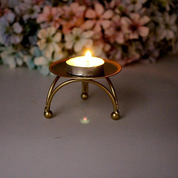 Portavelas De Hierro CíRculo GeoméTrico Portavelas Redondo De Mesa Para Fiesta Boda Adornos Decorativos De Escritorio-image