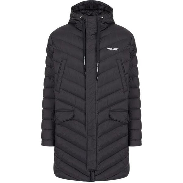 Chaqueta Con Capucha Y Cremallera De Color Liso De Manga Larga De Longitud Media Armani Exchange Chaquetas Para Hombre Negro 8NZL20-ZNW3Z-1200 M-image