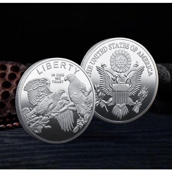 Moneta PamiąTkowa AmerykańSki Orzeł WolnośCi Moneta PamiąTkowa PodwóJny Orzeł SzczęśLiwa ZłOta Srebrna Moneta Medal PamiąTkowy-image