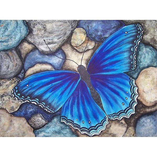 Bordado De Diamantes DIY Pintura De Diamantes Mariposa Azul Punto De Cruz Mosaico De Diamantes Completo DecoracióN De HabitacióN 20X30CM-image