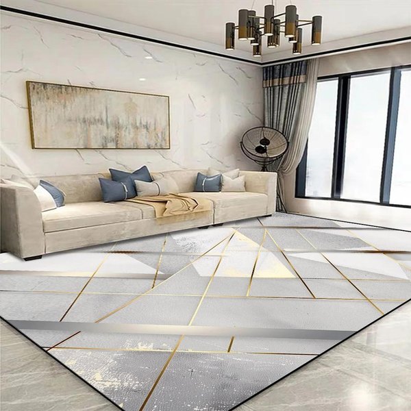 Nowoczesny ZłOty Geometryczny Dywan Do Salonu Dekoracja DużEj Powierzchni Dywany Domowe Do Sypialni MięKki AntypośLizgowy 200X300 Mata Na Sofę Do Salonu 140*200Cm-image