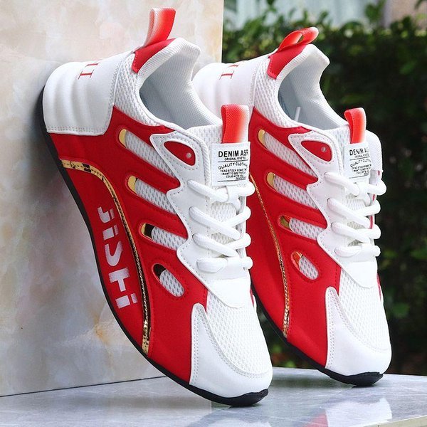 Luksusowe MęSkie Buty Sportowe Wysokiej JakośCi Buty Codzienne Modne I Wszechstronne MęSkie Buty Sportowe Gruba Podeszwa Wygodne MęSkie Buty Do Biegania 39 Red-image