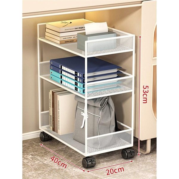 Biurko Biurowe Pod Spodem Mobilny Organizer Na Teczki Dwuwarstwowy WóZek Szafka Do Przechowywania KsiążEk Prosty Regał PółKa 3 Layer BiałY-image