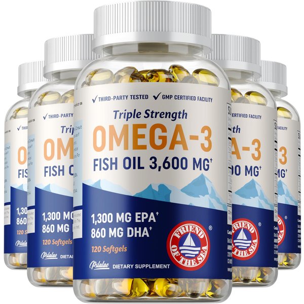 CáPsulas De Aceite De Pescado Concentrado De Aguas Profundas, Que Contienen Los Suplementos Nutricionales Duales EPA Y Dha, Adecuadas Para Adultos. 120*5-image