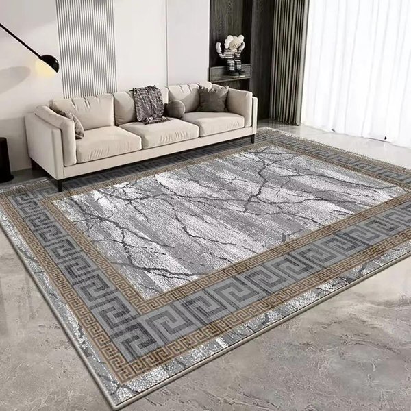 Alfombra De MáRmol Moderna DecoracióN De Lujo Ligero Sala De Estar Alfombra Suave Y Esponjosa Personalizada Lavable Dormitorio Hogar Alfombra De Piso Antideslizante 180*280Cm-image