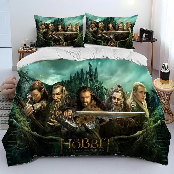 L-WłAdca PierśCieni H-Hobbit KołDra PośCiel Zestaw Poszewka Na KołDrę Zestaw PośCieli Poszewka Na KołDrę Poszewka Na Poduszkę Rozmiar KróLewski KróLowej Zestaw PośCieli Dzieci AU King(245*210Cm)3Pcs-image