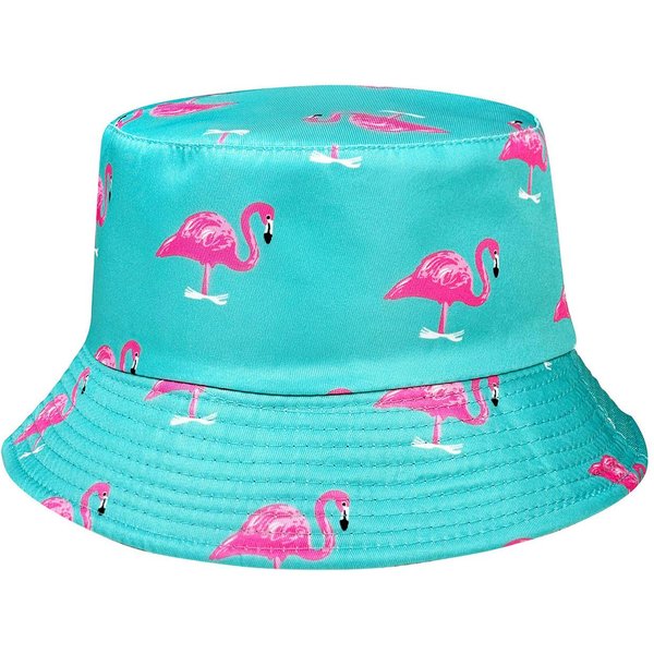 Sombrero De Cubo Con Estampado De Flamenco De Dibujos Animados, DiseñO Ligero, Reversible, Sombrero De Sol Plegable, Un Accesorio De Moda Adecuado Para Todas Las Estaciones (Blue,One Size) Azul-image