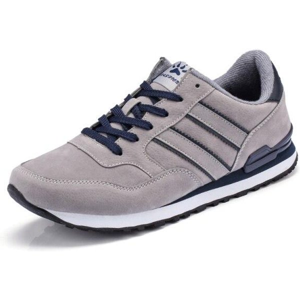 Zapatillas De Cuero Para Hombre Moda Casual Zapatos De Hombre Antideslizantes Planos Zapatos Para Caminar Al Aire Libre Primavera Zapatos Casuales Ligeros Para Hombre Talla 45 41 Gray-image