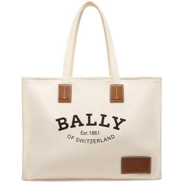 Bally Bolso Tote De Tela Y Cuero Con Detalle De Estampado De Logo Commuter FrancéS Para Mujer Bolsos Tote Blanco Crudo 6301346 Basic Set (Bag+Dust Bag) White-image