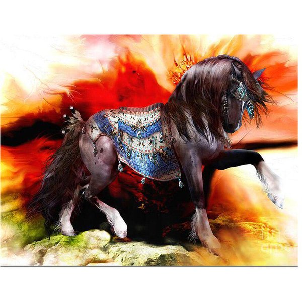 Pintura De Diamantes 5D DIY Caballo Hermoso PerforacióN Completa Mosaico Punto De Cruz Bordado De Diamantes DecoracióN Del Hogar 20X30CM-image