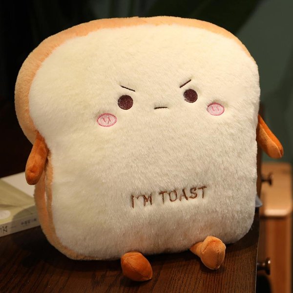 Almohada De Peluche De Pan Linda SimulacióN De Comida Tostada MuñEco Suave CojíN Calentador De Manos DecoracióN Del Hogar Juguetes Para NiñOs Regalo De CumpleañOs-image