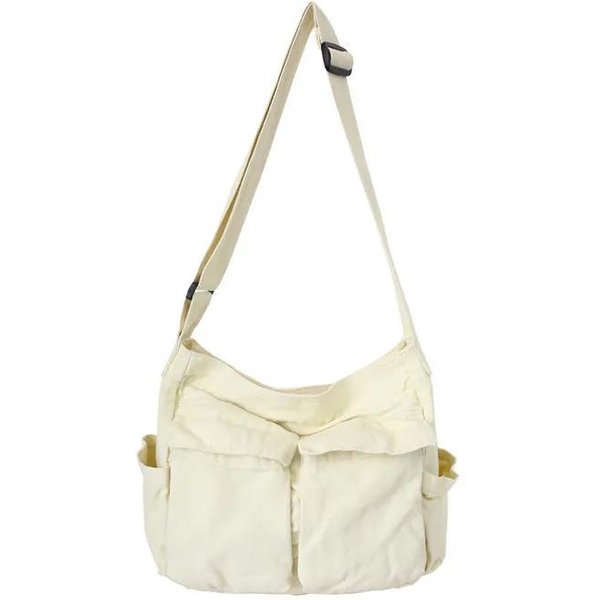 Bolso De Hombro De Lona Para Trabajo Gran Capacidad Bolso Bandolera Retro Bolso Bandolera Nuevo Para Estudiante De Clase-image