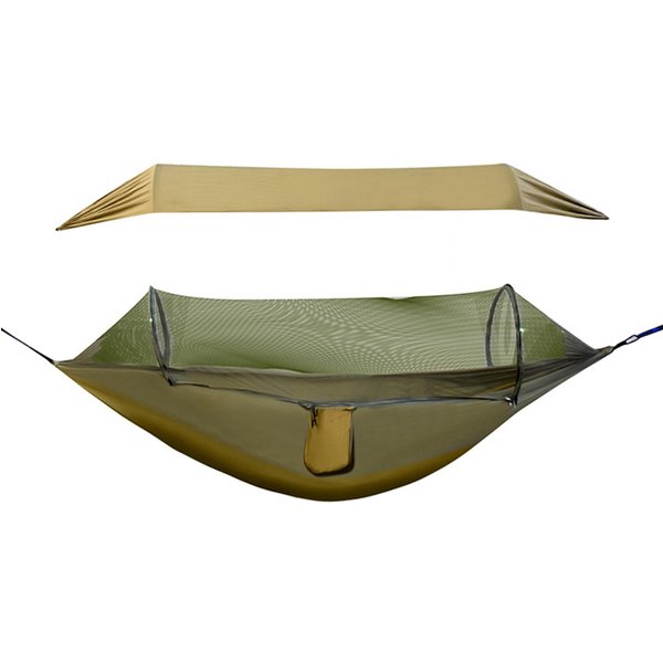Hamaca Colgante PortáTil Impermeable Para Acampar Con Mosquitera Para Mochilero Al Aire Libre Verde Del EjéRcito-image