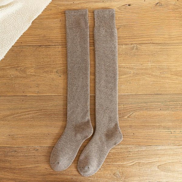 Calcetines Largos CáLidos De Invierno Para Mujer Espesar Suaves TéRmicos Hasta La Rodilla Calcetines SóLidos Esponjosos Femeninos Por Encima De La Rodilla NiñA-image