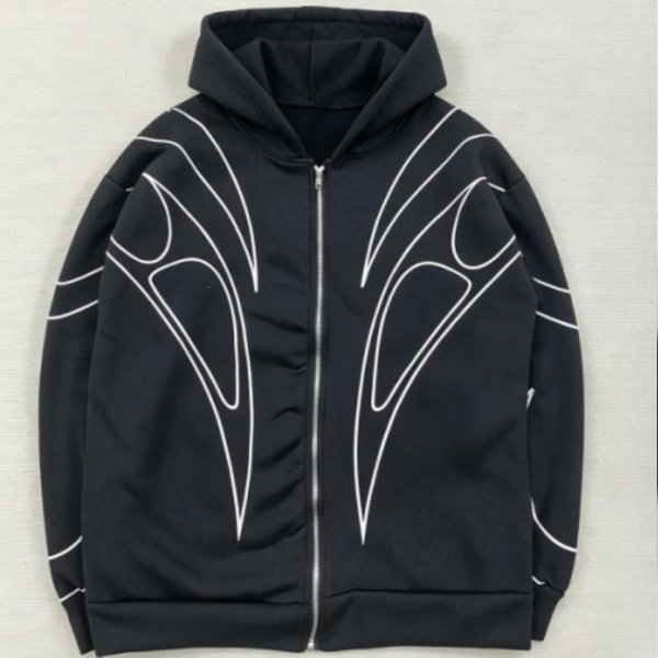 Sudadera Con Capucha Holgada De Moda Para Hombre Y Mujer Con Estampado Personalizado Callejero Y2K Europeo Y Americano M Black-image