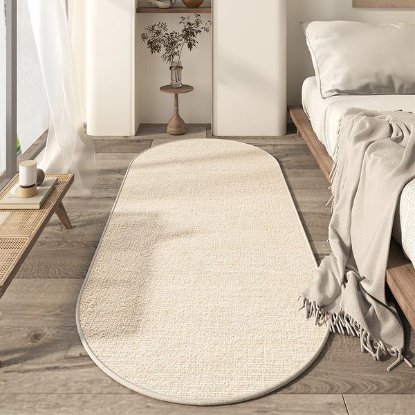 Styl Wabi-Sabi Owalny Dywan Nowoczesna Minimalistyczna Sypialnia Dywanik PrzyłóżKowy Balkon Pasek AntypośLizgowa Mata PodłOgowa Dekoracja Domu 40X120Cm 16X47Inch-image